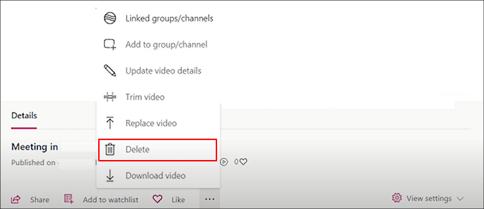 팀 녹화 삭제 비디오 삭제