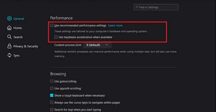 파이어폭스 하드웨어 가속 비활성화