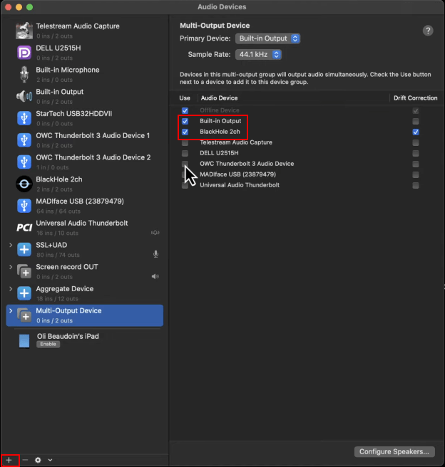 맥에서 다중 출력 장치 생성