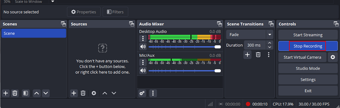 obs 컴퓨터 소리 녹음 중지