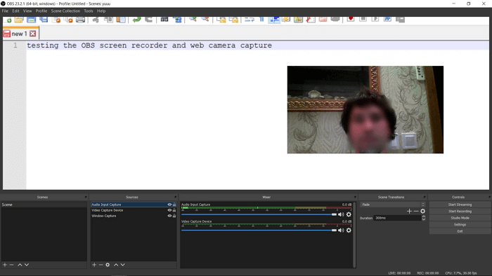 obs 녹화 화면 및 웹캠