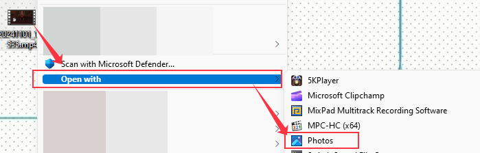 사진 앱으로 비디오 열기