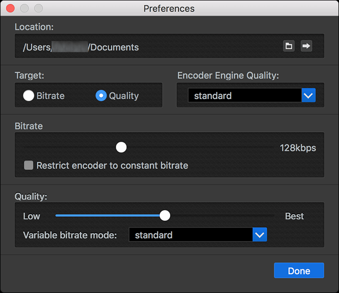 오디오 소스 선택