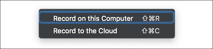 확대/축소 웨비나 녹화 옵션 선택