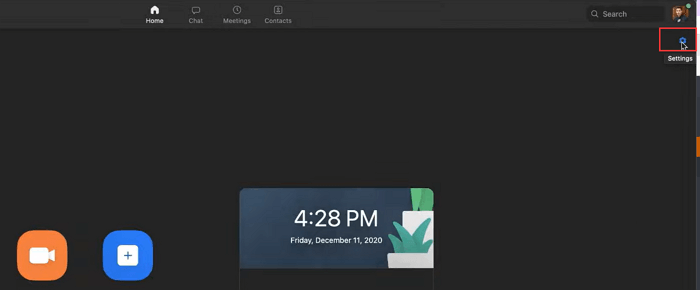 Zoom에서 설정 열기