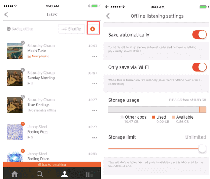 사운드클라우드 아이폰에서 음악 저장
