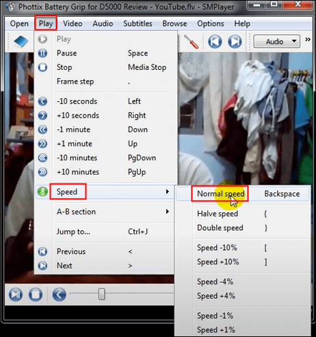SMPlayer 비디오 재생 속도 변경