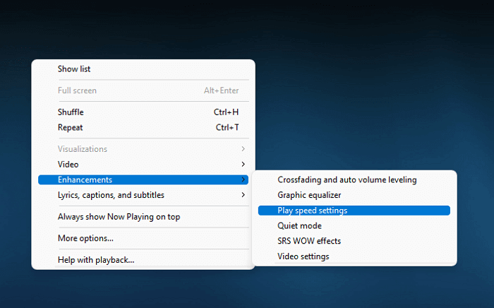 Windows Media Player에서 비디오 재생 속도 높이기