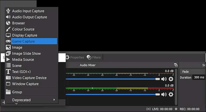 OBS 서비스 선택
