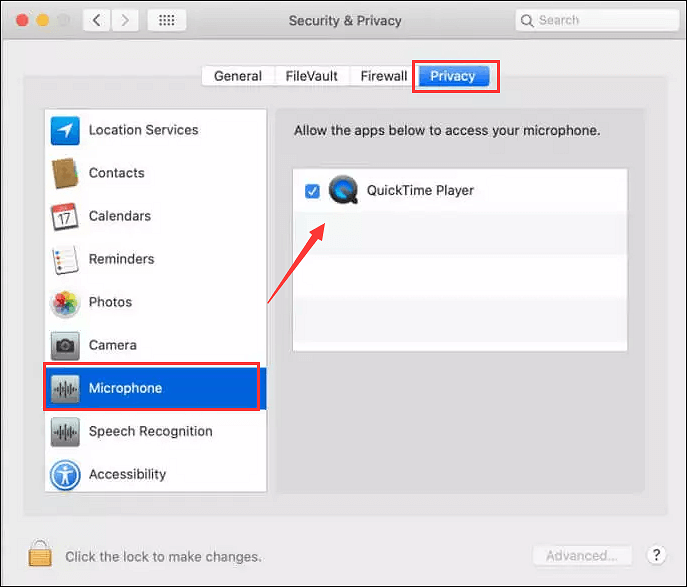 QuickTime Player를 체크하세요