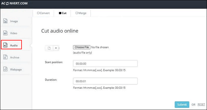AConvert를 사용하여 오디오 트리밍