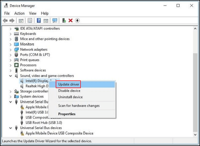 오디오 드라이버 업데이트