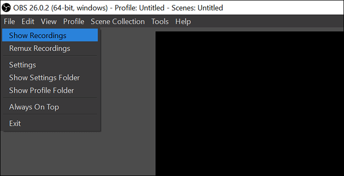 녹화 보기 OBS 스튜디오